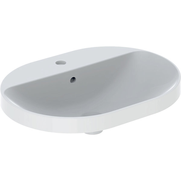 Geberit VariForm built-in washbasin elliptical, 600x450mm, with tap hole, with overflow