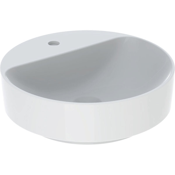 Geberit VariForm Countertop washbasin round, 450mm, with tap hole, without overflow