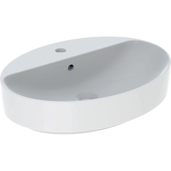 Geberit VariForm Countertop washbasin oval, 600x450mm, with tap hole, with overflow