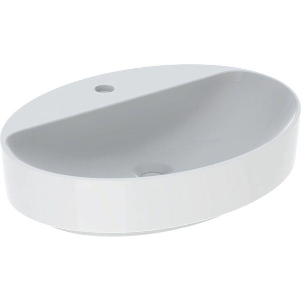 Geberit VariForm Countertop washbasin oval, 600x450mm, with tap hole, without overflow