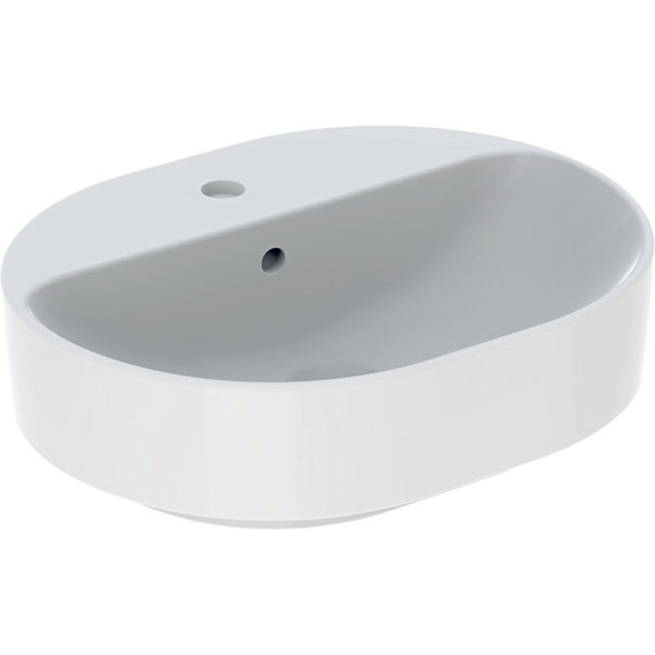 Geberit VariForm Countertop washbasin elliptical, 500x400mm, with tap hole, with overflow