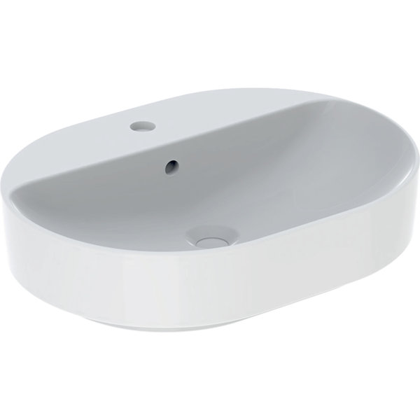 Geberit VariForm Countertop washbasin elliptical, 600x450mm, with tap hole, with overflow