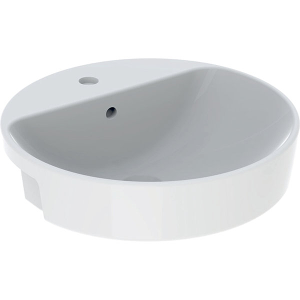 Geberit VariForm half-mounted washbasin round, 500mm, with tap hole, with overflow