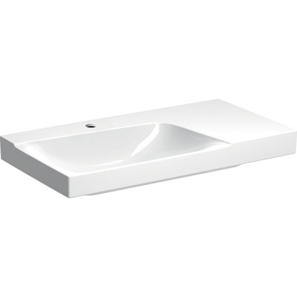 Geberit Xeno 2 washbasin, shelf space right, with tap hole, without overflow, 90x48 cm white with Ke...