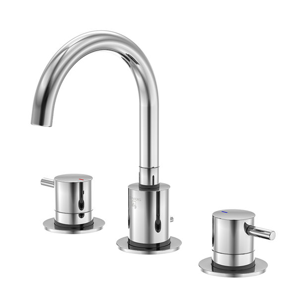 Steinberg series 100 basin mixer, with drain set, 3-hole, projection: 150mm, 1002000