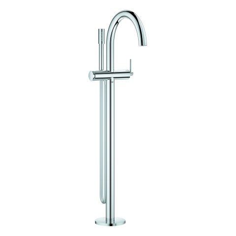 Grohe Atrio single lever bath mixer, floor mounted, automatic diverter bath / shower, 301mm projection