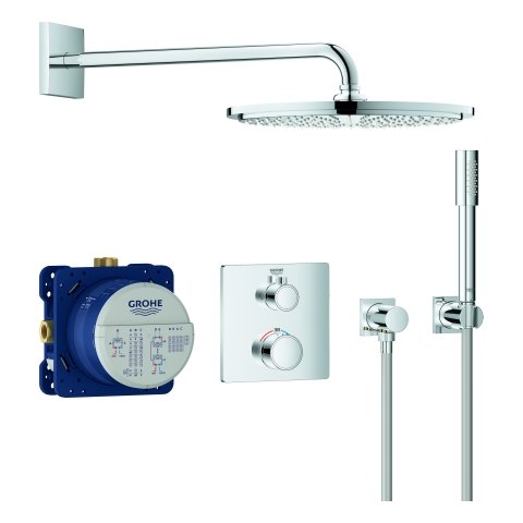 Grohe Grohtherm concealed shower system with Rainshower Cosmopolitan 310, integrated 2-way diverter, 2 consumers, chrome 34730000