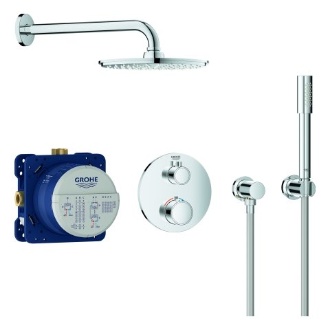 Grohe Grohtherm concealed shower system with Rainshower Cosmopolitan 210, integrated 2-way diverter,...