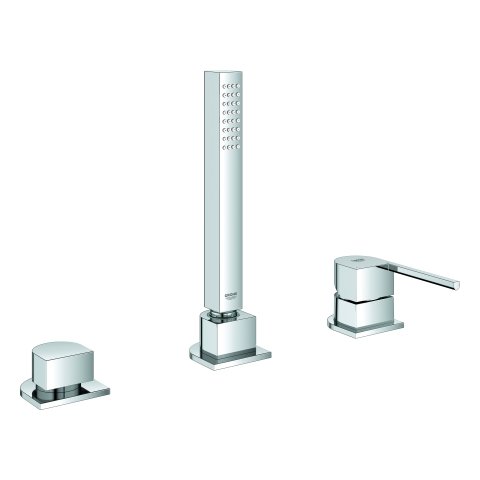 GROHE Plus 3-hole single lever bath tub combination, with Euphoria Cube hand shower, 2 consumers, chrome