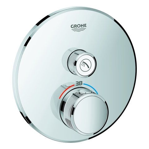Grohe Grohtherm SmartControl Thermostat with one shut-off valve, round wall rosette