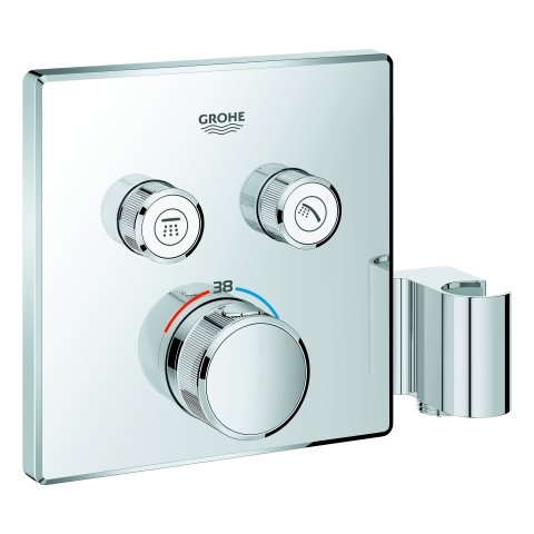 Grohe Grohtherm SmartControl thermostat with two shut-off valves, integrated shower holder