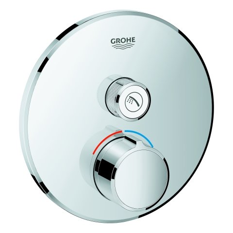 Grohe SmartControl flush-mounted mixer, one shut-off valve, round rosette