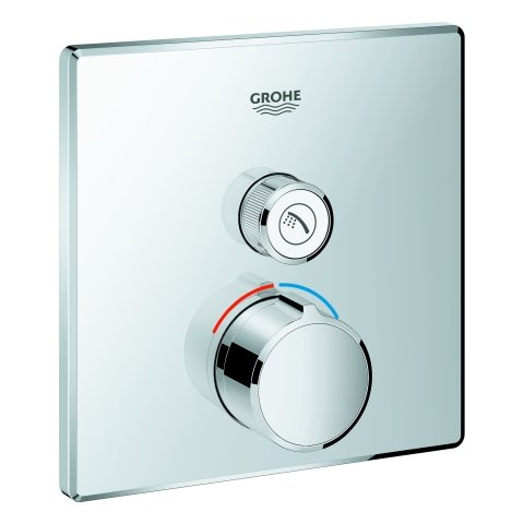 Grohe SmartControl flush-mounted mixer, one shut-off valve, square rosette