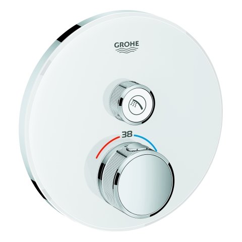 Grohe Grohtherm SmartControl Thermostat with one shut-off valve, wall rose round, moon white