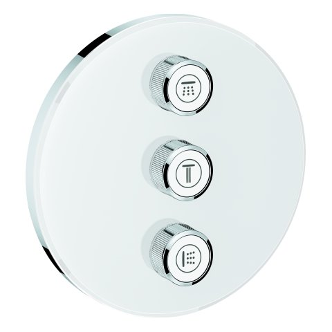 Grohe Grohtherm SmartControl 3-way flush-mounted valve, wall rose round, moon white