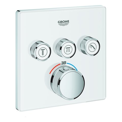 Grohe Grohtherm SmartControl thermostat with three shut-off valves, wall rose moon white