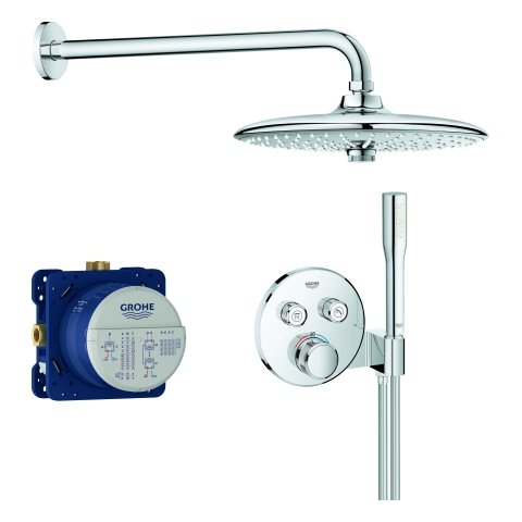 Grohe Grohtherm SmartControl concealed shower system, with Euphoria 260 overhead shower set, chrome