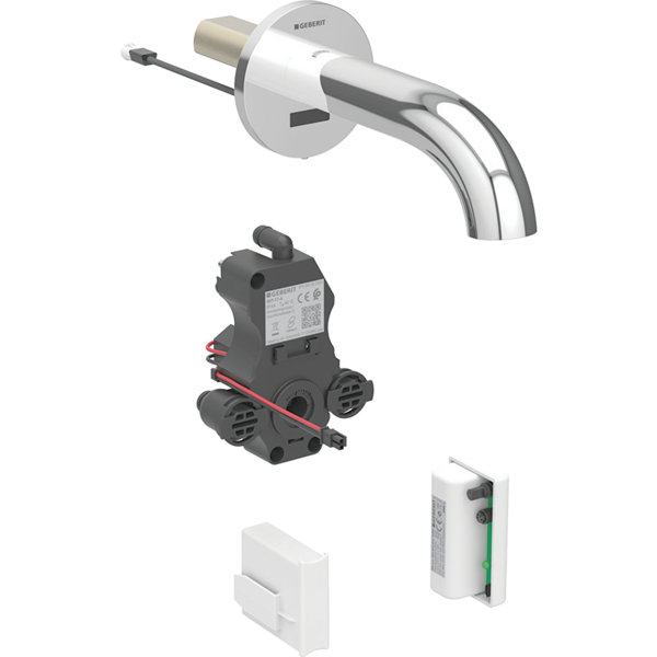 Geberit Piave washbasin tap, 170mm projection, with mixer, generator operation, for flush-mounted function box, 116.266.