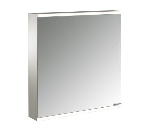 Emco prime 2 Facelift illuminated mirror cabinet, 600 mm, 1 door, stop left, with mirrored side walls, surface mount model, 9497