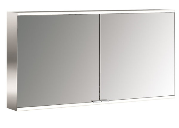 Emco prime 2 facelift illuminated mirror cabinet, 1300 mm, 2 doors, with mirrored side walls, surface mount model, 9497