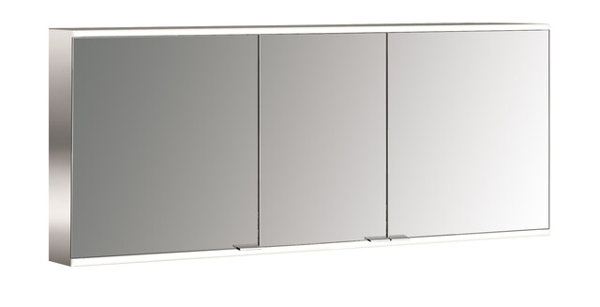 Emco prime 2 facelift illuminated mirror cabinet, 1600 mm, 3 doors, with mirrored side walls, surface mount model, 9497