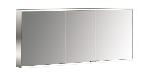 Emco prime 2 facelift illuminated mirror cabinet, 1400 mm, 3 doors, with mirrored side walls, surfac...