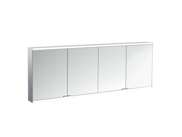 Emco prime 2 facelift illuminated mirror cabinet, 2000 mm, 4 doors, with mirrored side walls, surface mount model, 9497