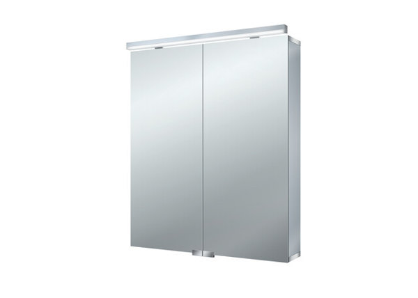 Emco asis flat LED light mirror cabinet, 2 doors, 600mm