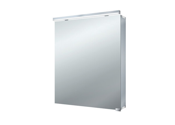 Emco asis flat LED illuminated mirror cabinet, 1 door, 600mm