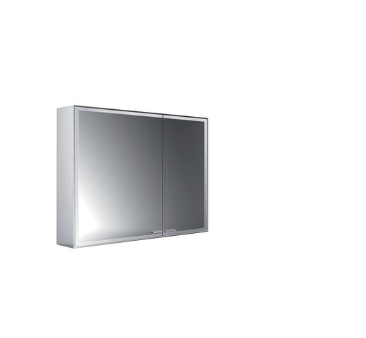 Emco asis prestige 2 illuminated mirror cabinet, surface-mounted model, 888mm, wide door left