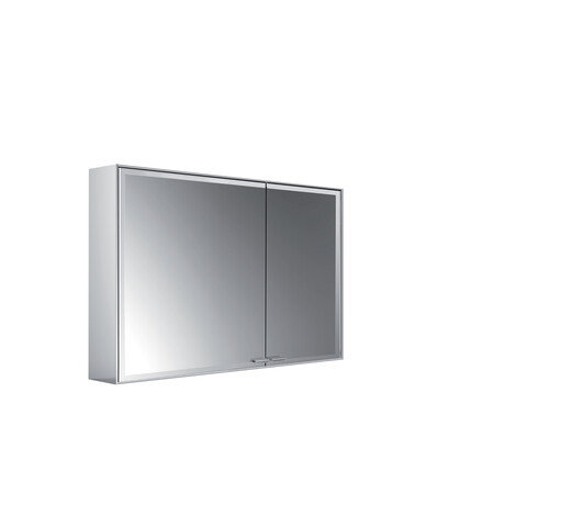 Emco asis prestige 2 illuminated mirror cabinet, surface-mounted model, 988mm, wide door left