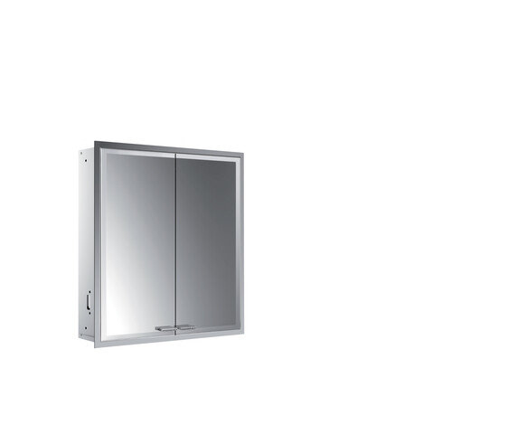 Emco asis prestige 2 illuminated mirror cabinet, flush-mounted model, 615mm