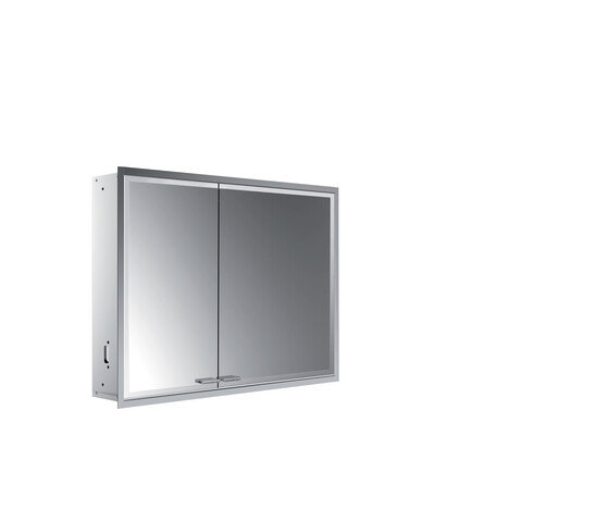 Emco asis prestige 2 illuminated mirror cabinet, flush-mounted model, 915mm, wide right door