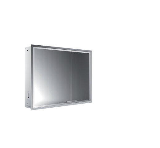 Emco asis prestige 2 illuminated mirror cabinet, flush-mounted model, 915mm, wide left door