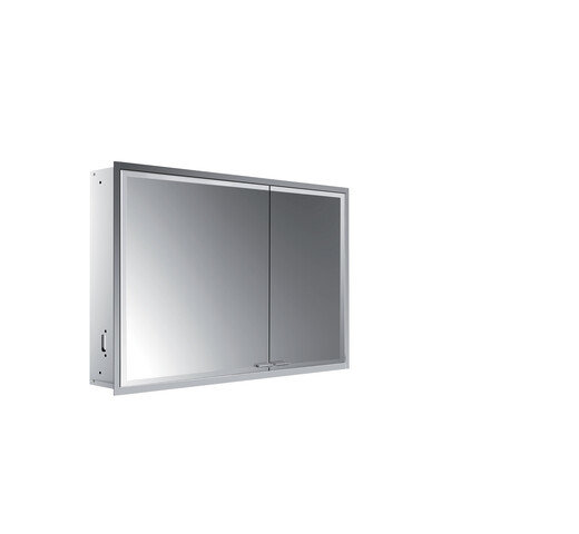 Emco asis prestige 2 illuminated mirror cabinet, flush-mounted model, 1015mm, wide left door