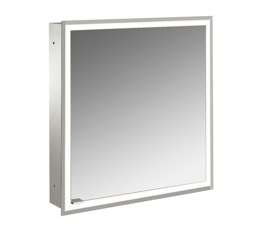 Emco asis prime illuminated mirror cabinet, flush mount model, 1 door, stop right, 600mm