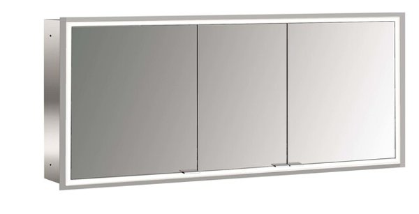 Emco asis prime illuminated mirror cabinet, flush mount model, 3 doors, 1600mm