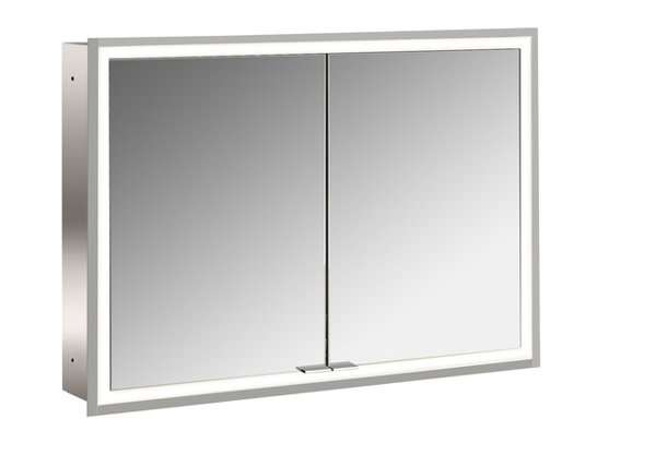 Emco asis prime illuminated mirror cabinet, flush mount model, 2 doors, 1000mm