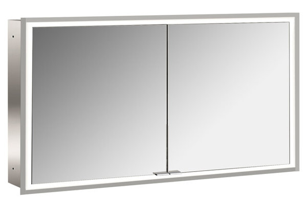 Emco asis prime illuminated mirror cabinet, flush mount model, 2 doors, 1300mm