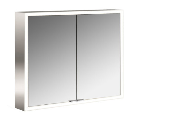 Emco asis prime illuminated mirror cabinet, surface mounted model, 2 doors, with light package, 800mm
