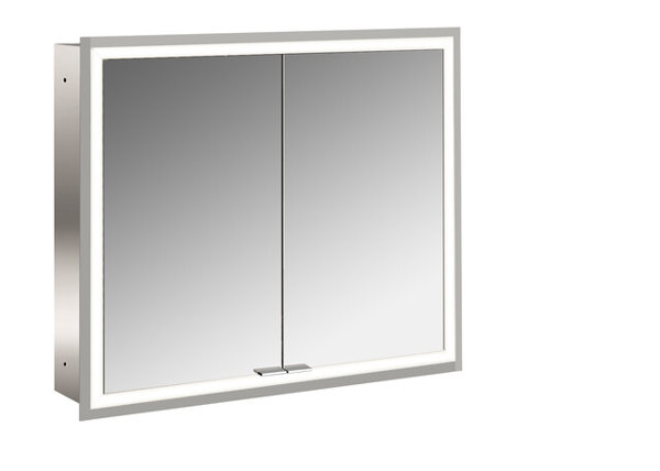 Emco asis prime illuminated mirror cabinet, flush mount model, 2 doors, with light package, 800mm