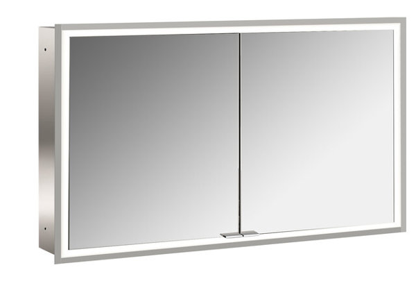 Emco asis prime illuminated mirror cabinet, flush mount model, 2 doors, with light package, 1200mm