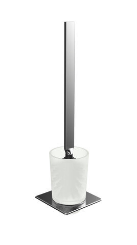 Emco art toilet brush set, wall-mounted, satin crystal glass container, chrome handle