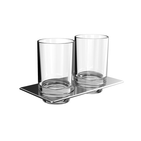 Emco art double glass holder, incl. crystal glasses clear, chrome