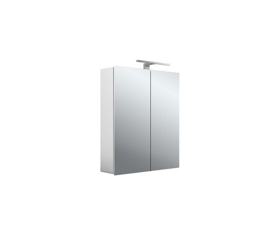 Emco asis mee LED light mirror cabinet, aluminium, 2 doors, surface mounted model, LED light, 600 mm