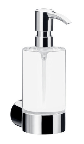 Emco fino liquid soap dispenser, chrome, crystal glass clear, dosing pump plastic, approx. 200 ml