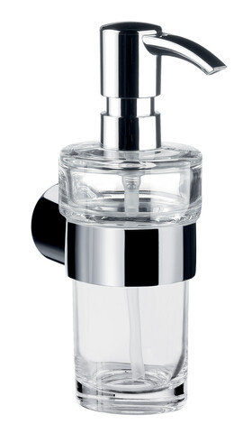 Emco fino liquid soap dispenser, chrome, crystal glass clear, dosing pump plastic, approx. 130 ml