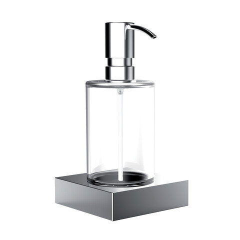 Emco liaison liquid soap dispenser, wall mounted, crystal glass clear, metal pump, approx. 240 ml, c...