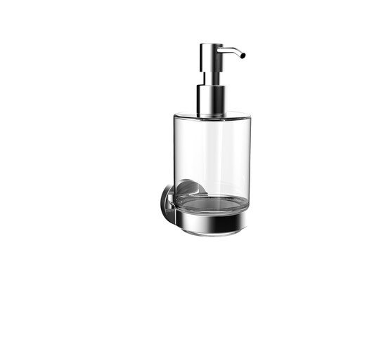 Emco round soap dispenser, crystal glass container, wall model, 4321