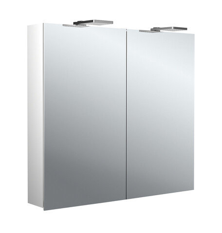 Emco flat 2 Style LED illuminated mirror cabinet with top spotlights, 2 doors, 800x711x113mm, 979706303